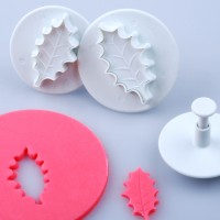 3pcs big size Holy Leaf cake cutter set cake fondant tool plastic cookie cutter plunger cutter