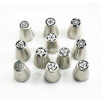 Russia Large Size Icing Piping Nozzles Pastry Tips Cake Sugarcraft Decorating Tool Set Of 11 Pieces