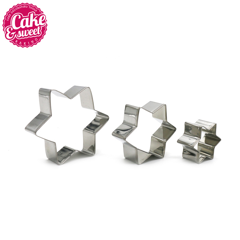 3 Set Of Stainless Steel Stars shape Cookie Cutters Biscuit Baking Mold