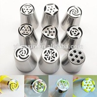 9pcs/set Russian Icing Piping Nozzles Cake Decoration Tips Home Baking DIY Tool Tulip Rose Nozzle Tip