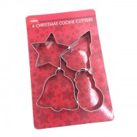 Stainless Steel 4pcsChristmas tree/bell/snowman/little star Shape Amazon Cookie Cutter for christmas